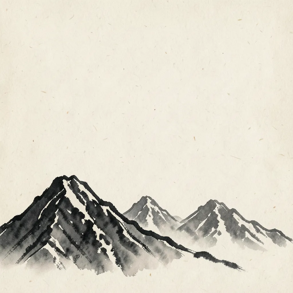 Mountain Range Ink Wash Art - printable wall art